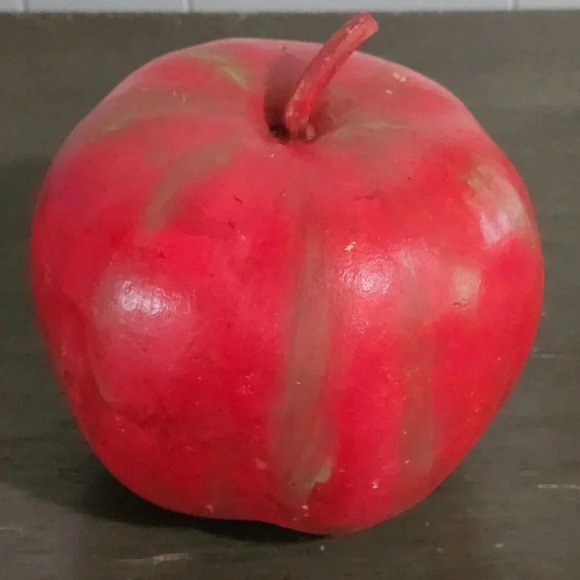 Dried Apple Shaped Gourd Decorative Hand Painted Rustic Primitive Farm Autumn - Picture 2 of 6